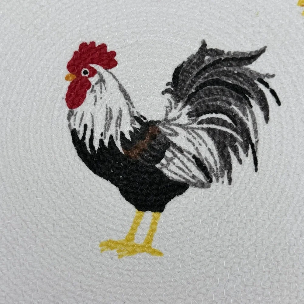 Set of 2 Cracker Barrel Rooster Sunflower Round Placemats Farmhouse Decor New